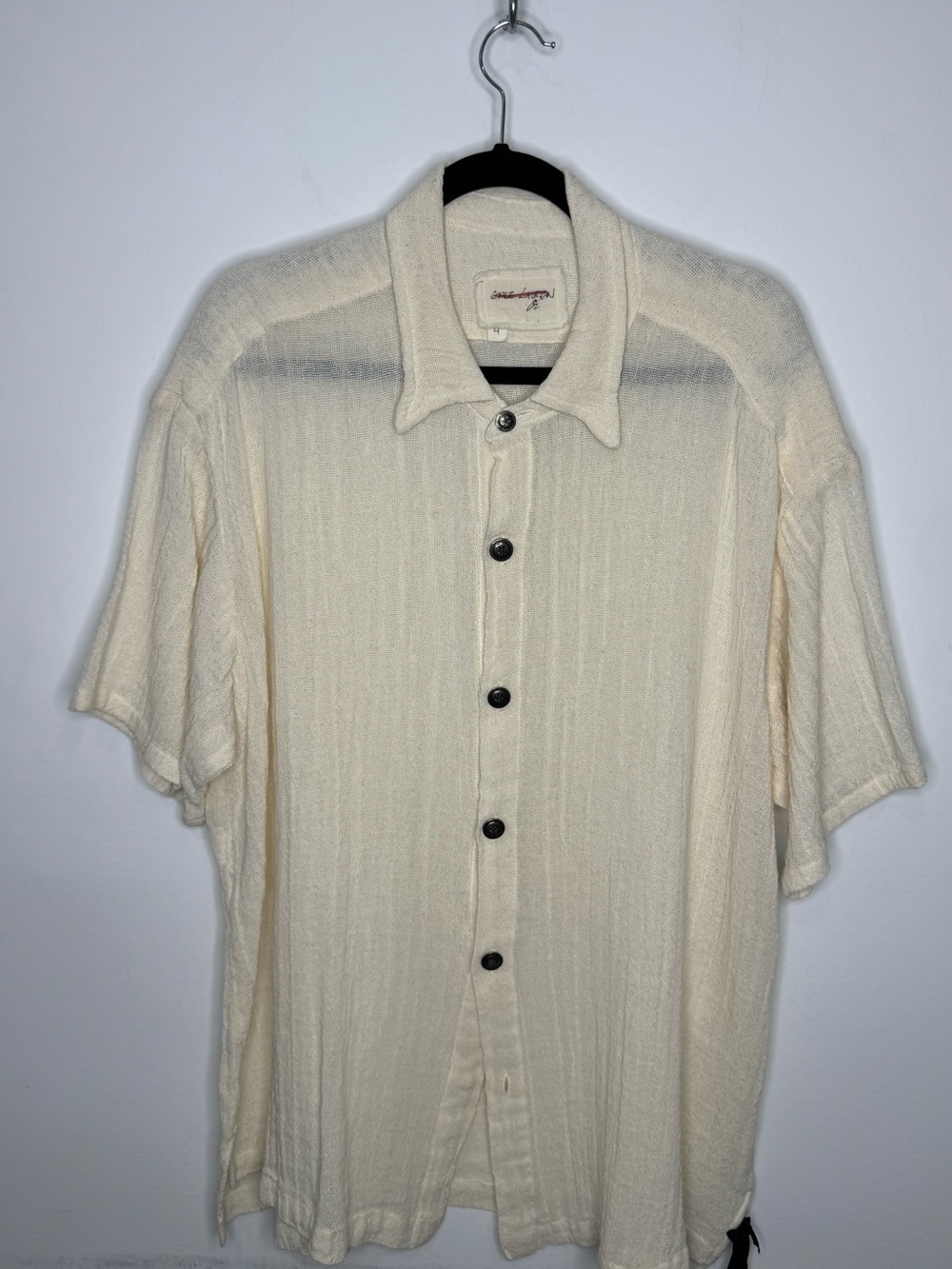 Greg Lauren Mesh Short-Sleeve Shirt Ivory Men’s Size 4/XL